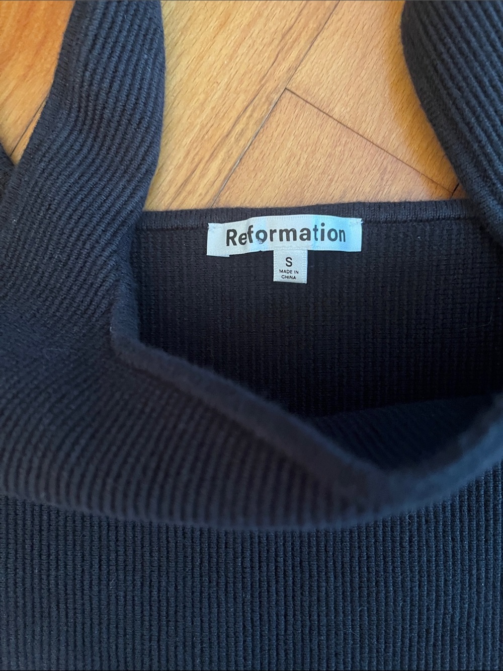 Reformation Julia Ribbed Sweater Tank Black Small Organic Cotton - Picture 3 of 4